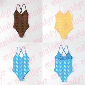 Sexy Bikini Women Tight Sling Swimwear V Neck One Piece Swimsuit Letter Vacation Bathing Suit