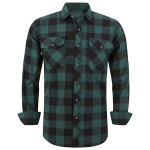 Men's Casual Shirts Men's Plaid Flannel Shirt Spring Autumn Male Regular Fit Casual Long-Sleeved Shirts For USA SIZE S M L XL 2XL 230303