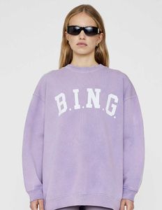 BING 2023Ss Women Designer AB Washing Lavender Purple Loose Fleece Sweatshirt Fashion Pullover Hoodie High Quality Lulusup