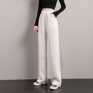 Spodnie damskie capris peledress luźne spodnie sztrutowe kobiety wysoki talia czarny biały harajuku koreański w stylu beżowym beżowym spodnie kobiety zima 230306