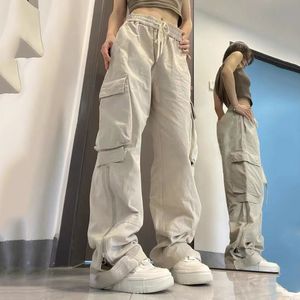 Женские брюки Capris xpqbb Vintage 90 -х женские грузовые штаны с твердым цветом уличной одежды с низкой талией Женские осенние комбинезоны мешковатые прямые брюки 230303