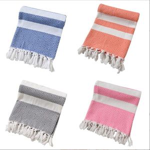 Tassel Bath Towels Turkish Cotton Swimming Towel Yarn-dyed Jacquard Striped Beach Towel Sun Protection Shawl Robes BC434