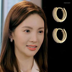 Hoop Earrings Paved Shiny CZ Ziron Thick Heart Round Shape Earring For Women Minimalist Mini Cartilage Chunky Jewelry Accessories