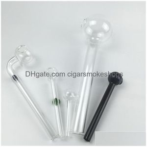 Rökpipor Pyrex Glass Oil Burner Pipe med 185mm 150mm 100 mm 60 mm färgad tjock hand för bubbler droppleverans hem trädgårdshus dhaji