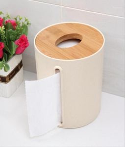 Scatole tissutali tovaglioli creativi in ​​doppia uscita soggiorno scatola in legno di bambù el casa desktop rotondo di carta rotonda per toilette per toilette 6611745