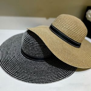Schludny splot Wzór szerokie czapki damskie dama dedykowana wstążka Temperament Caps Women Seside Beach Sun Shade Hats