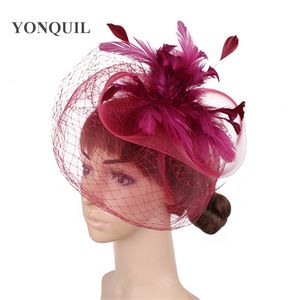 Stingy Brim Hats Chic Handmade Wedding Tulle fascinator Hat Mesh Accessories Bride Headwear Women Nylon Headdress Ladies Party Dinner Hat Bride 230306