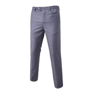 Men's Pants Casual Decent Flat Front Straight Trousers Business Suit Male Spring Autumn Solid Office Fashion