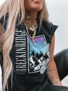 90年代のサイドスリットスリット女性Tシャツをドロップドロップした女性のTシャツブレッキンリッジ