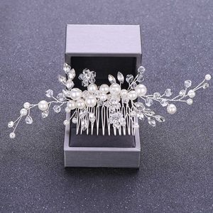 Tiaras Elegant Bridal Hair Comb Wedding Hair Accessories Rhinestones Pearls Women Hairpins Bridal Headpiece Hair Jewelry Ornaments R230306