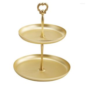 Sacchetti per gioielli Vassoio in oro a due livelli Piatto da portata Ornamenti per la conservazione degli alimenti Collana Anello Orecchino Decorazione della casa