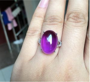 Cluster Rings Amethyst Ring Natural Real 925 Sterling Silvert Fine Purple Crystal 12 16mm Gemstone