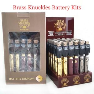 Brass Knuckles Battery 30 Set Pack 900mAh Preheat Batteries Kits Adjustable Voltage 3.2-4.1V Fit 510 Thread Cartridges Slim Vape Pen Gold Rigid Wood Vape Pens