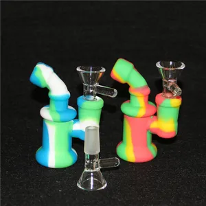 Silikonvattenrör glasbongar glasrör mini bubbla bong rök handrör med glasskål