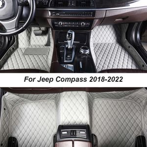 Bilgolvmattor för Jeep Compass 2018-2022 Dropshipping Center Interiör Tillbehör 100% Fit lädermattor Mattor Fotkuddar R230307