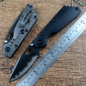 Strider SMF Tactical Folding Knife D2 Black Stonewashed Blade TC4 Flame Texture Handle G10 Outdoor Tool Survival Knife