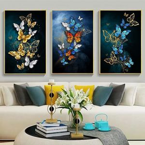 Streszczenie Butterfly Flower Art Obrazy płótna Plakaty i drukują zdjęcia sztuki ściennej do wystroju salonu (bez ramy)