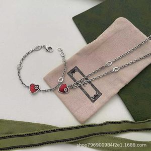 2023 neue Luxus Hohe Qualität Mode Schmuck für Halskette Armband Weibliche Doppel Emaille Liebe Kleine Rot Blau Herz Schmuck