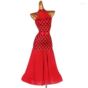 Scene Wear Ballroom Dress Standard Damklänningar Polka Dot ärmlös klänning MQ228