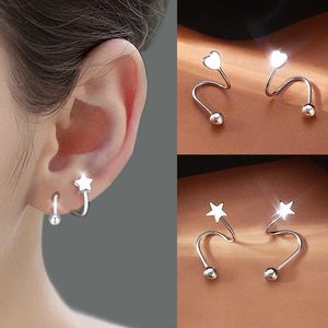 Charm Edelstahl Spirale gedrehter Lippenring Zungenpiercing Herz Stern Runder Ohrknorpel Helix Piercing Ohrstecker Schmuck Geschenke G230307