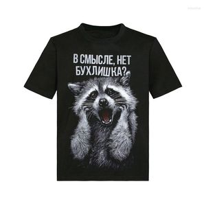 Men's T Shirts Fashion Casual Outdoor Streetwear Summer T-shirt Raccoon Round Neck Black 3d Men's Short-sleeved Top