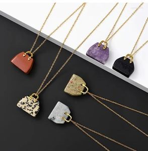 Pendant Necklaces 1pc Natural Stone Handbag Necklace