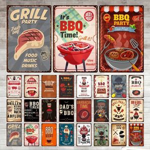 BBQ Vintage Tin Sign Food Metal Sign Decorative Plaque Wall Decor Kitchen Man Cave Terrace Beach House Club Plate Wall Decor custom signs outdoor metal Size 30X20 w01