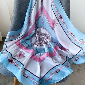 Summer Small Square Towel Artificial Silk Printing Decoration Scarf Fashion Small Scarf Shawl Dual-Use European and American