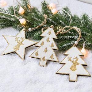 Decorações de Natal Mini -árvores de madeira pendurada ornamentos de pingentes de casa Acessórios para decoração #U