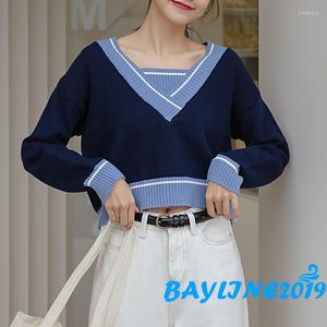 Camisetas para mujeres Bay-Women Bloumes de color Manio de manga larga con estampado largo en V Sweinshirts