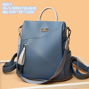 Ladies shoulder bag 2 styles college style leather backpack simple atmosphere contrast stitching fashion handbag multifunctional anti-theft backpacks 80612 #