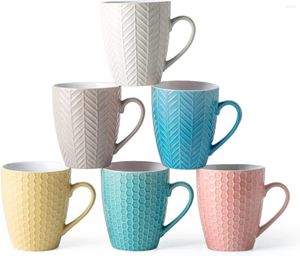 Tazze Piattini Tazze da caffè colorate Set Set in ceramica con motivi multi rilievo per qualsiasi regalo da cucina Donna Uomo Mamma Papà