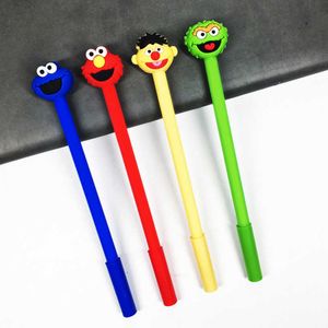 Gel Pens 2 PCS Cute Pen Cartoon Anime Sesame Street Modeling 05mm Black Gel Ass Pens Kawaii Student Pens School School School School J230306