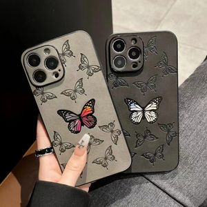Laser butterfly Leather phone case For iPhone14ProMax 14Pro 14 13ProMAX