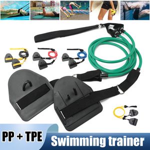 Resistance Bands Swimming Arm Strength Trainer Resistance Band Hand Webbed Paddle Swimming Arm Training Pull Rope For Gym Fitness Workout 230307