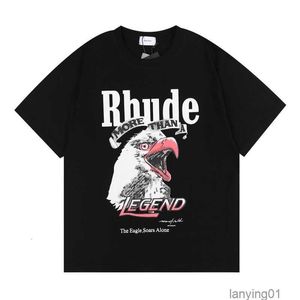 Mens T Shirt Eagle Print Doodle High Street Cotton Top Men Casual Rhude T-shirt Streetwear