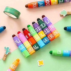 Highlighers 6 Color Multi Color Creative Stitching Highlighter Marker Pen Bullet Retro Color Graffiti Målning Pen Student Stationery Gifts J230302