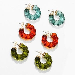 Hoop Earrings GSOLD Minimalist Daily Jewelry Pure Color Transparent Resin Twisted C-Shaped Women Acrylic Hoops Ear