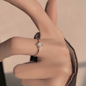 Band Rings 2023 Women Rings Korean Gothic Fine Circle XINGX Super Flash Rhinestone Four Eight-Pointed Stars Gold Jewelry Engagement Ring AA230306