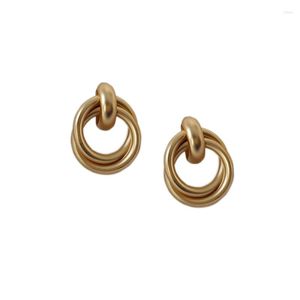 Ohrstecker, modisch, schlicht und elegant, geometrisch, Titanstahl, Gold, Seilknoten, kalter Wind, Damen-Ohrring, Schmuck, Accessoires, Geschenk