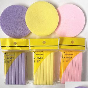 Sponges Applicators Cotton 12Pcs/Bag Soft Compressed Sponge Face Cleaning Facial Washing Pad Exfoliator Cosmetic Puff Drop Delive Dhzwy
