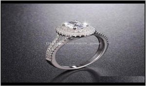Real 925 Sterling Sier Wedding Rings Finger Luxury Oval Cut Sona Diamond Ring for Women Engagement Jewelry Eternal Rozqt GL7W9231557