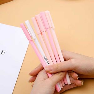 Gelpennor 6 PCSlot Cartoon Morandi 05mm Black Ink Gel Pens Kawaii Simple Boligrafos For Kids Gifts School Office Supplies Stationery J230306