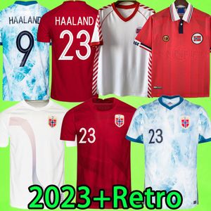 21/22 Norveç futbol formaları 2021 2022 ev kırmızı uzakta mavi # 23 HAALAND ulus takımı Gömlek SØRLOTH ØDEGAARD BERGE Futbol formaları çocuklar seti erkek takım elbise seti