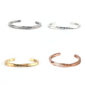 Bangle Never Give Up Bracciale Mobius Simple Vintage Lovers Letted Acciaio Inossidabile Con Polsino Aperto 1287