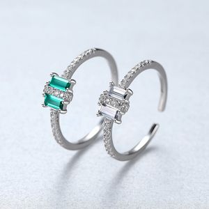 Brand Design Women S925 Silver Shiny Zircon Ring Banquet de casamento Charming Abert Ring Open Jewelry Gift