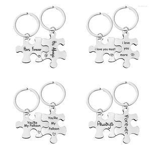 Keychains Cute Anime Keychain Stainless Steel Couple Puzzle Pendant Ornaments Metal Accesorios Valentine's Day Gift