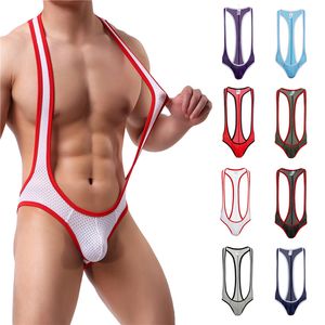 Seksi set erkek iç çamaşırı bodysuit split cazibe içi boş dekorasyon renk bloğu yaz giyim deliği arka 230307