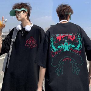 Herren T-Shirts Anime Devilman Crybaby Doppelseitiger Druck T-Shirts Männer Frauen Lässige Baumwolle Übergroßes Hemd Harajuku Streetwear Cosplay T-Shirts