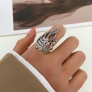 Wedding Rings Vintage Oxidized Silver Color Peacock For Women Bohemian Ethnic Gypsy Tribal Open Finger Party Jewelry Gift